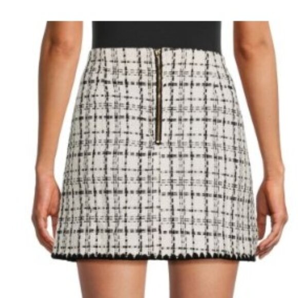 Laundry by Shelli Segal Textured Tweed Mini Skirt Black White XL - Picture 4 of 11